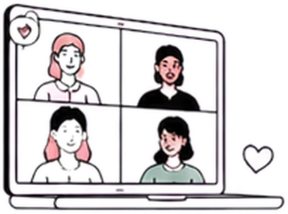 Illustratie van een online community van moeders